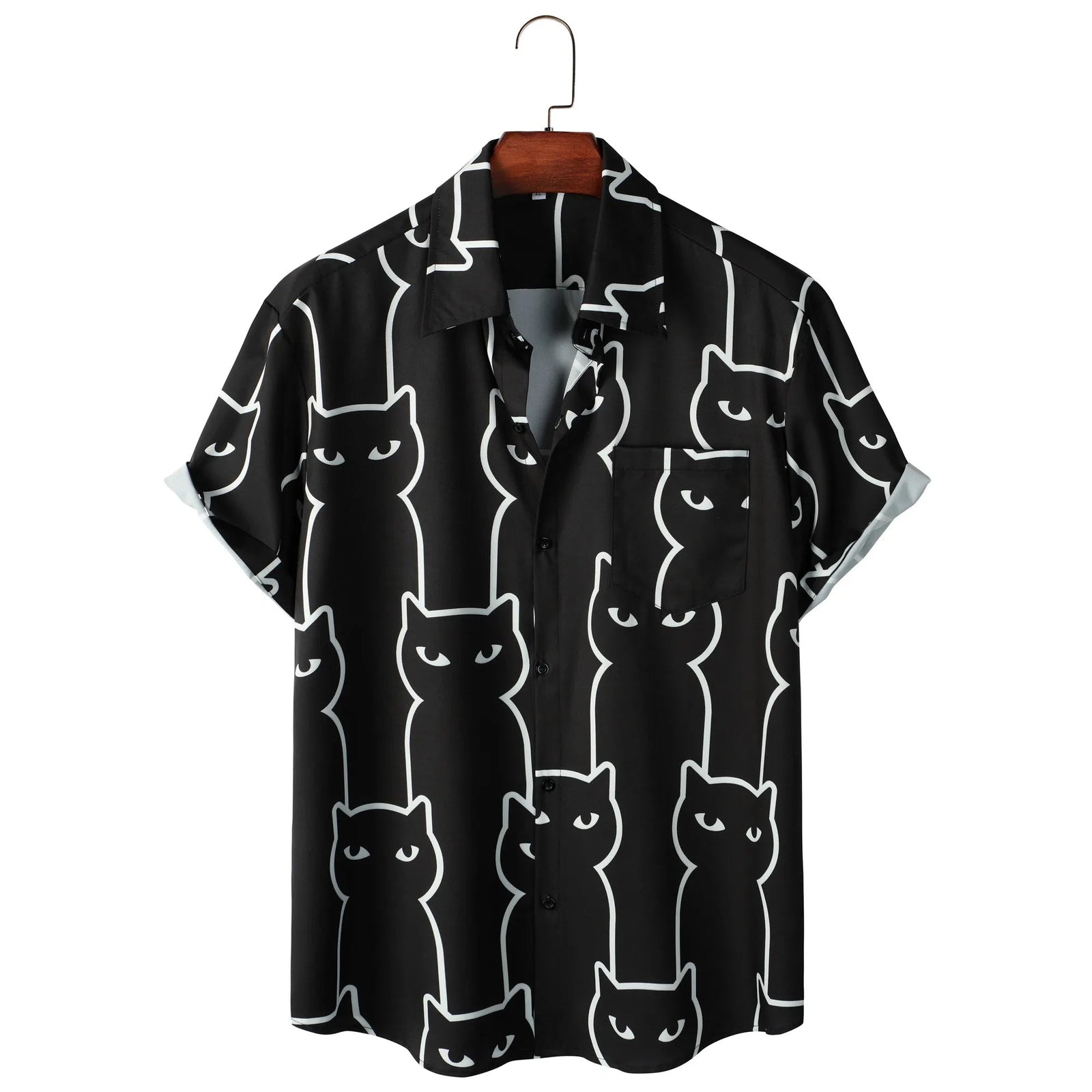Black Cat Button Up Shirt - CatX Fiesta