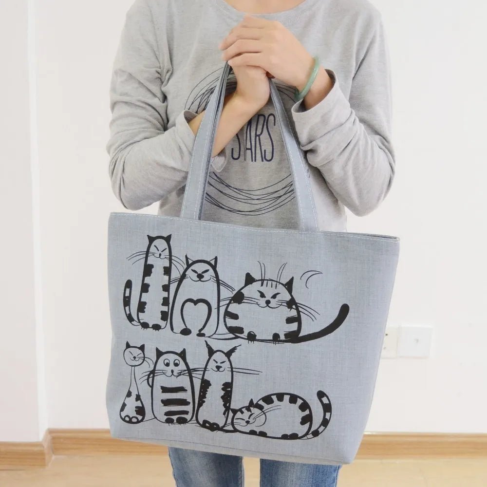 Cartoon Cats Canvas Tote Bag - CatX Fiesta