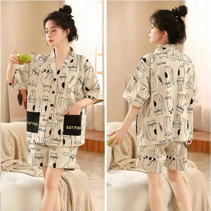 Kimono Women's Plus Size Pajama Set - CatX Fiesta