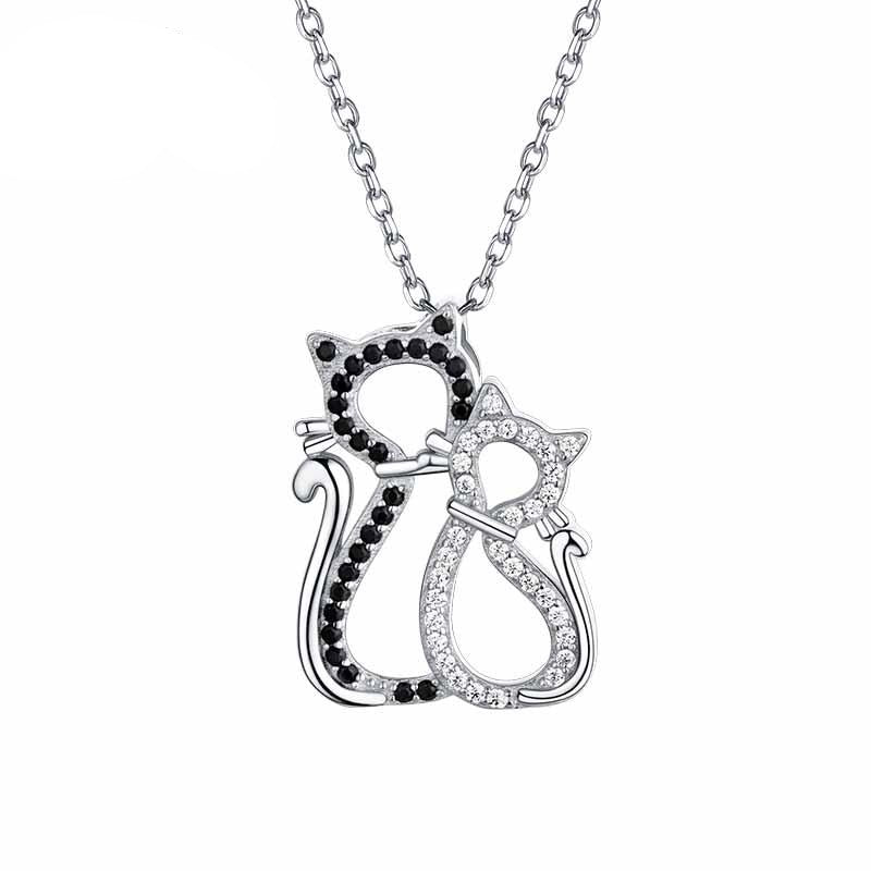 Black and White Couple Cat Necklace - CatX Fiesta