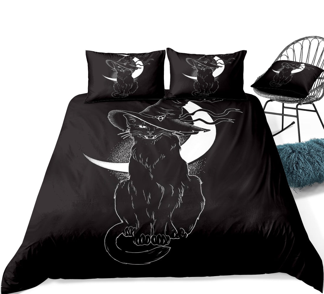 Black Cat Moon Bedding Cover Set - CatX Fiesta