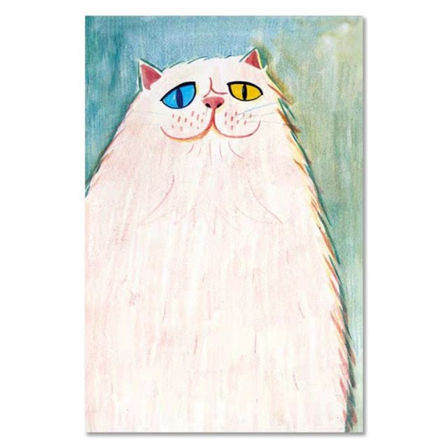 Cartoon Cat Abstract Canvas Painting - CatX Fiesta