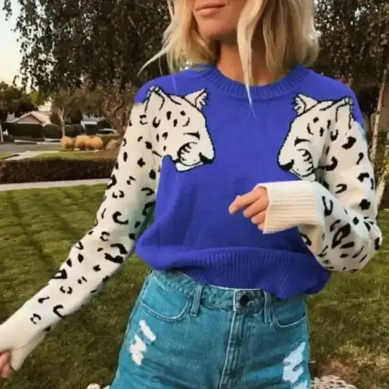 Cheetah Splice Knitted Sweater - CatX Fiesta