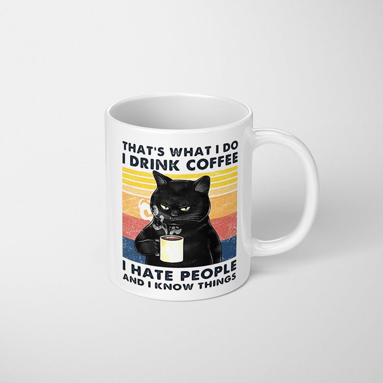 Coffee Know Things Black Cat Ceramic Mug - CatX Fiesta