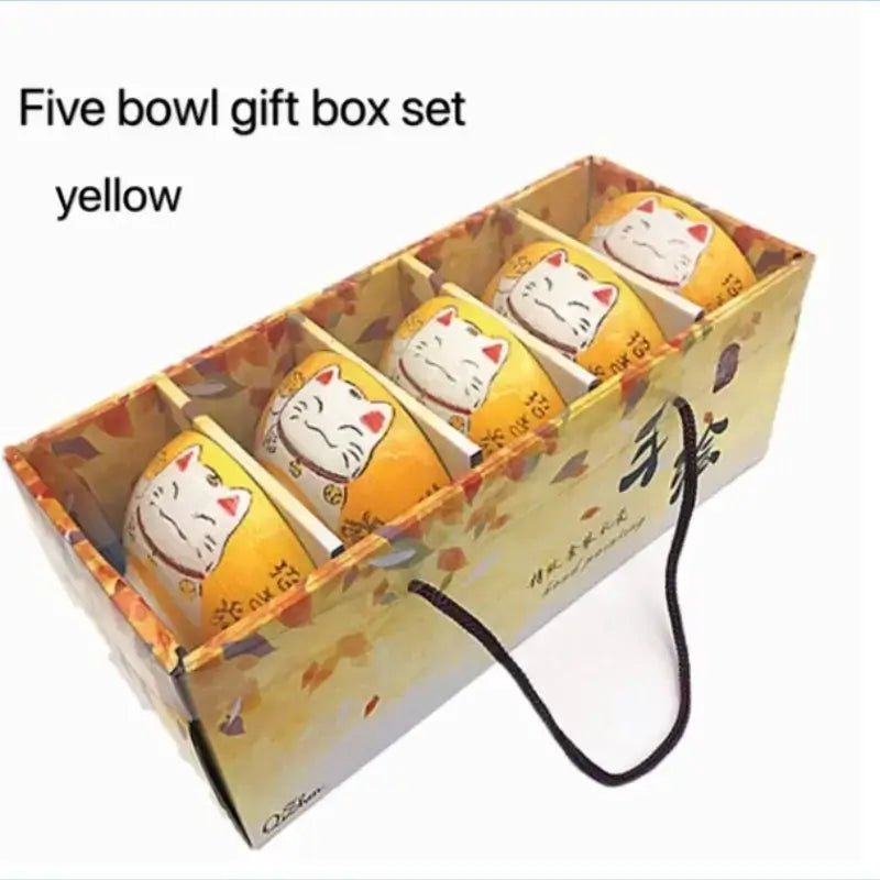 Colorful Lucky Cat Ceramic Bowl Set - CatX Fiesta