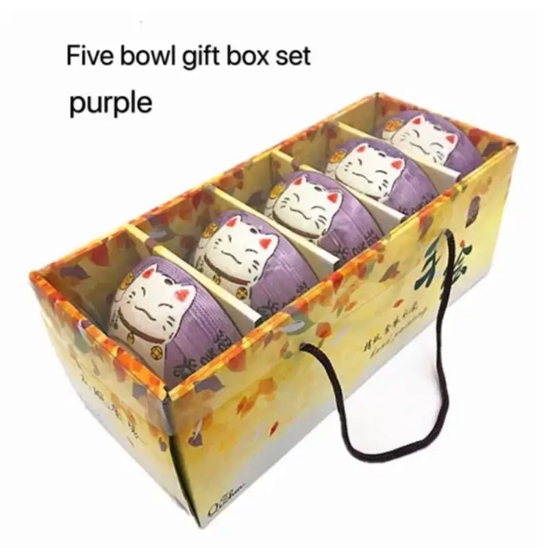 Colorful Lucky Cat Ceramic Bowl Set - CatX Fiesta