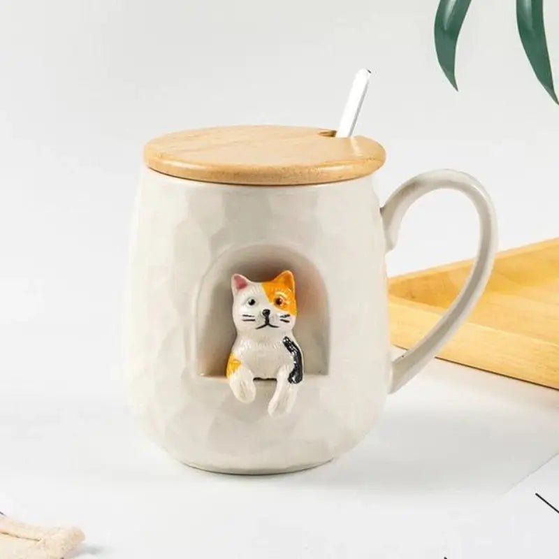 Cute Animals Relief Ceramics Mug - Loli The Cat