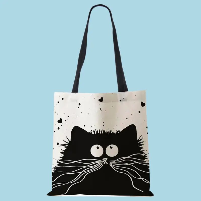 Cute Cat Linen Tote Bag - CatX Fiesta