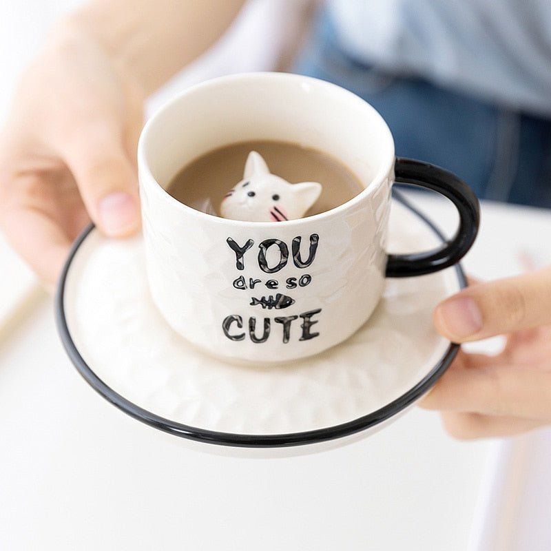 Cute Cat Relief Porcelain Mug - CatX Fiesta