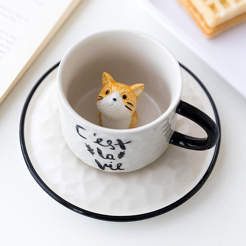 Cute Cat Relief Porcelain Mug - CatX Fiesta