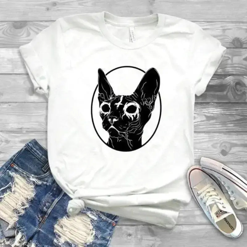 Death Metal Sphynx Cat T-Shirt - CatX Fiesta