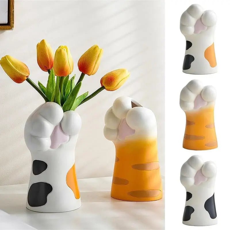 Kawaii Cat Paw Ceramic Vase - CatX Fiesta
