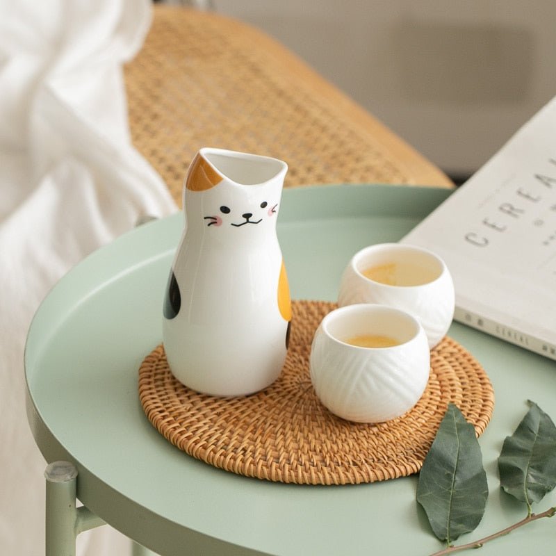 Maneki Neko Ceramic Sake Set (3pcs) - CatX Fiesta