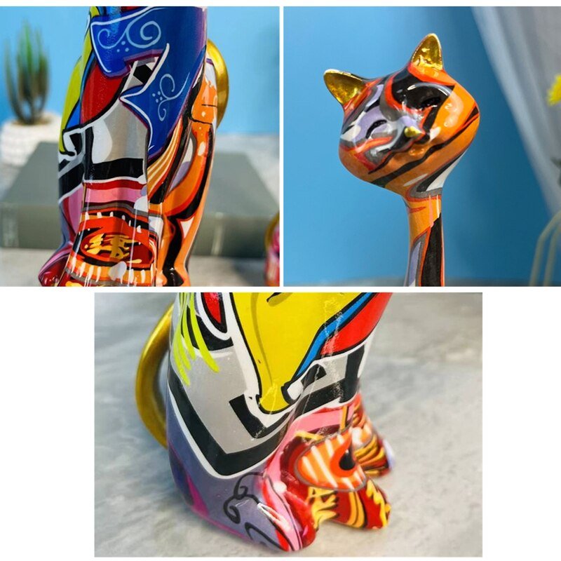 Nordic Graffiti Cat Resin Statue - CatX Fiesta