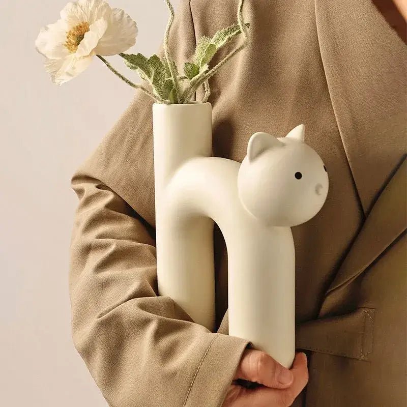 Tubular Cat Ceramic Flower Vase - CatX Fiesta