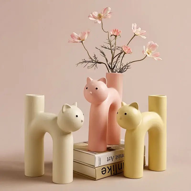 Tubular Cat Ceramic Flower Vase - CatX Fiesta
