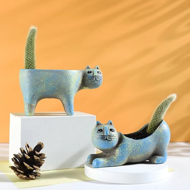 Vintage Miniature Cat Ceramic Flower Pot - CatX Fiesta